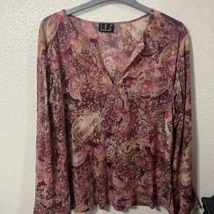 INC top
Color: Pink/beige/pattern 
Size: Medium/Large